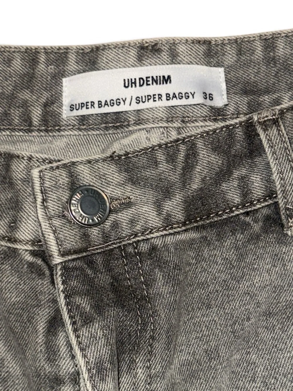 UH Denim Super Baggy Jorts Acid Wash Gray Size 36 Y2K Streetwear